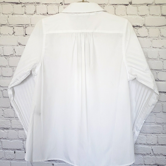 KARL LAGERFELD Long Pleated Sleeve Button Down White Shirt—NWT—M - Picture 9 of 14